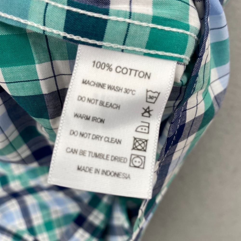 Barbour Mens Button shirt Large regular Fit Plaid Cotton Green blue NEW NWT - Picture 9 of 16